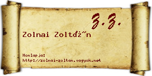Zolnai Zoltán névjegykártya