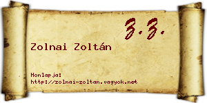 Zolnai Zoltán névjegykártya